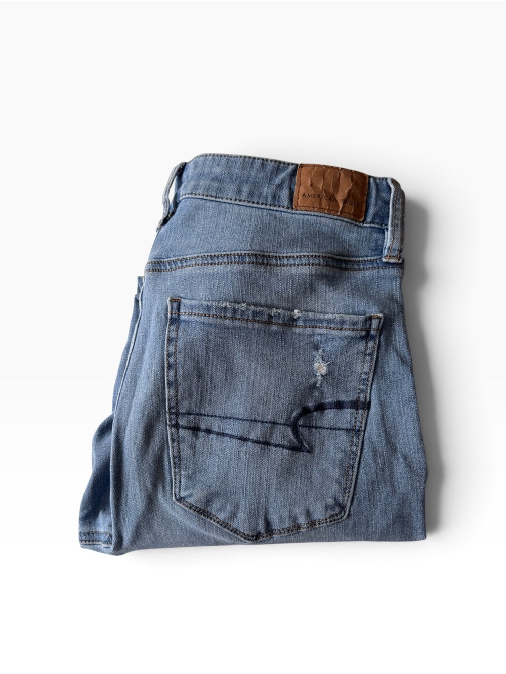 AEO The Dream Jean Super Hi-Rise Jegging Distressed Stretch Light Wash Size 6